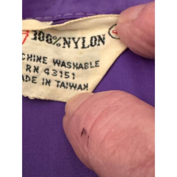 Vintage 1970s Purple Nylon Rain Coat Snap-Front Jacket - Picture 6 of 11